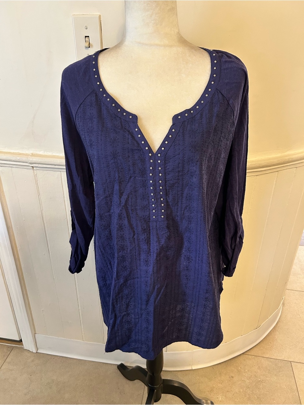 NWT Gloria Vanderbilt Jade Long Sleeve -Button Up To 3/4 Sleeve-XXL